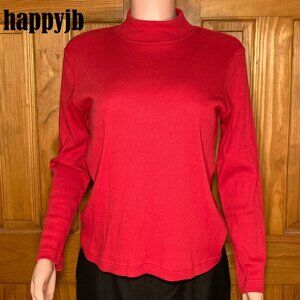 EUC Hasting & Smith Vintage 80s 90s Top Mock Neck Long Sleeve Knit Blouse Red M